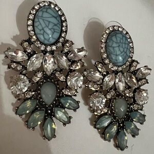 Blue turquoise statement earrings